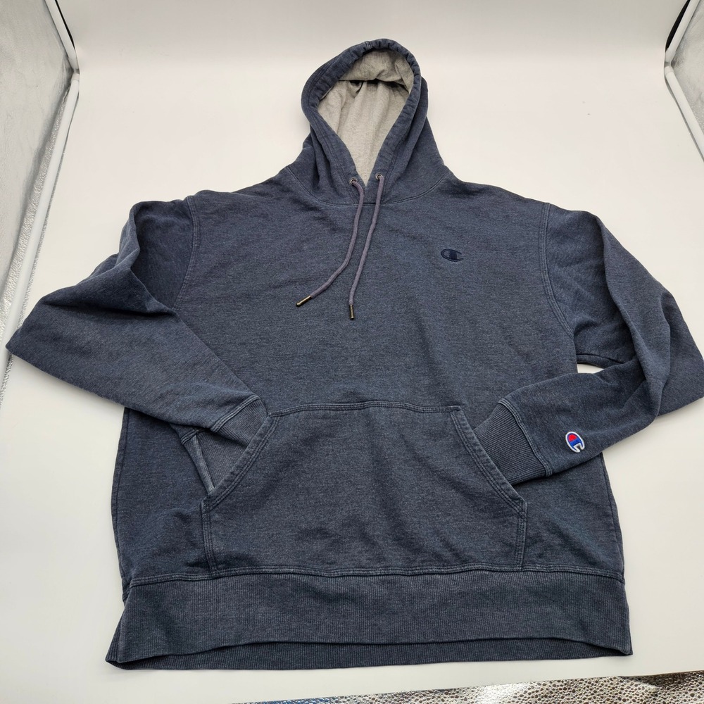 Champion Authentic Hoodie‎ Sweatshirt Blue Heathered Pullover Size 2XL
